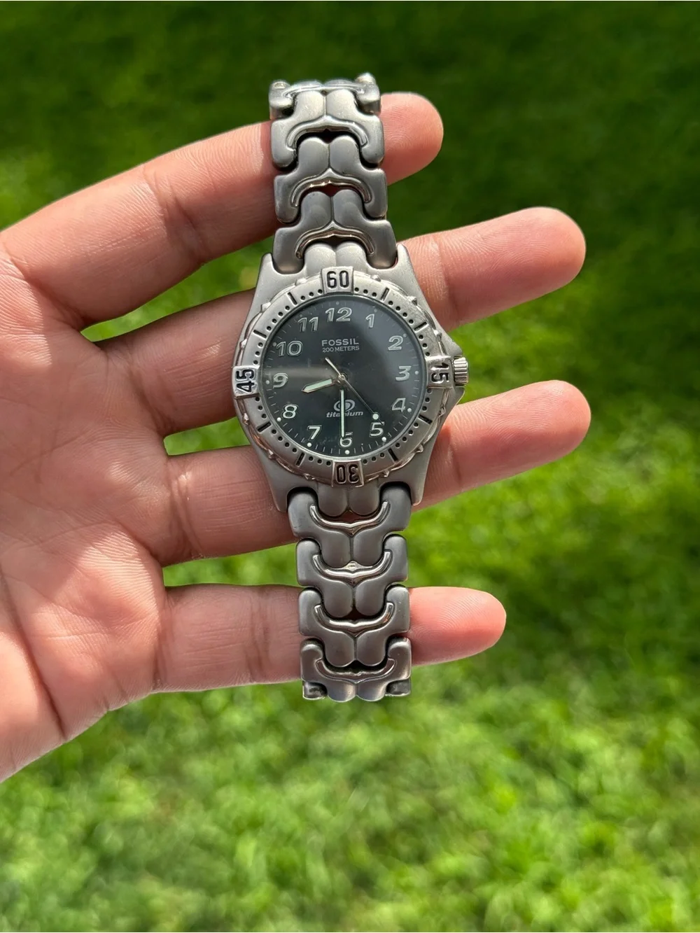 Fossil vintage Silver Titanium Watch with Gray Dial